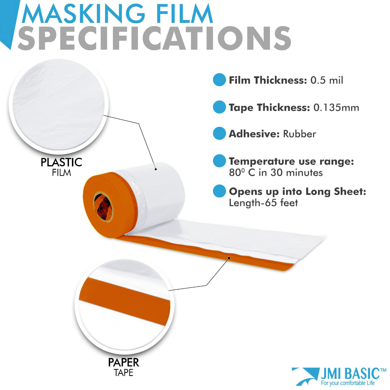 Pre Taped Masking Film - Assorted Size - Car Painters Plastic Sheeting Orange Automotive Paint Tape