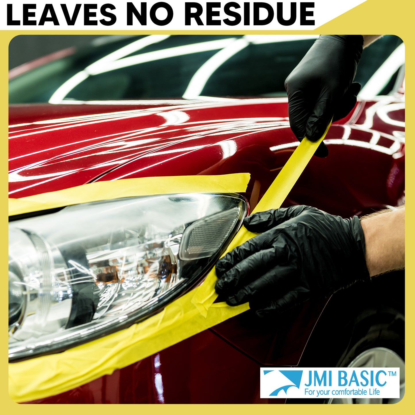 JMIBASIC Yellow Painters Tape for Car Paint - Assorted Size Automotive Masking Tape - TOOL 1ST