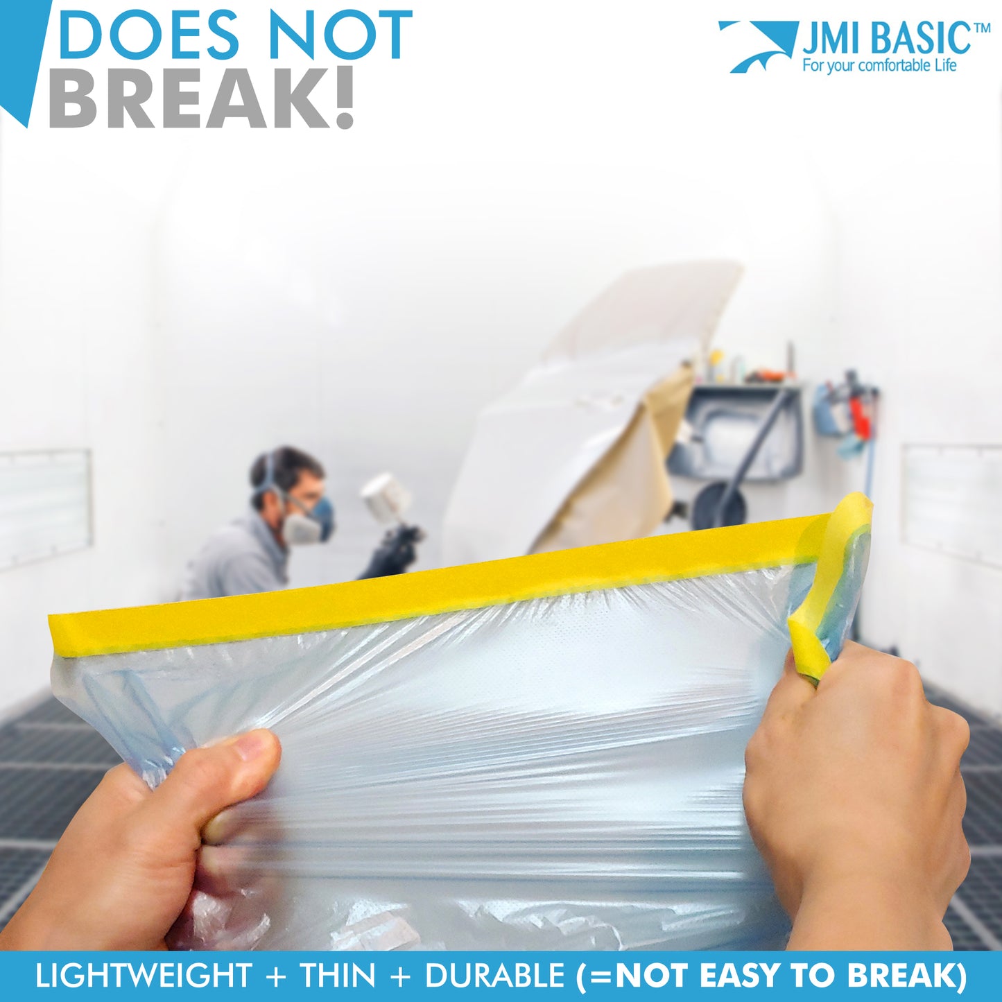 JMIBASIC Pre taped Masking Paper - Painters Plastic Sheeting Paint Tape for Auto body - TOOL 1ST