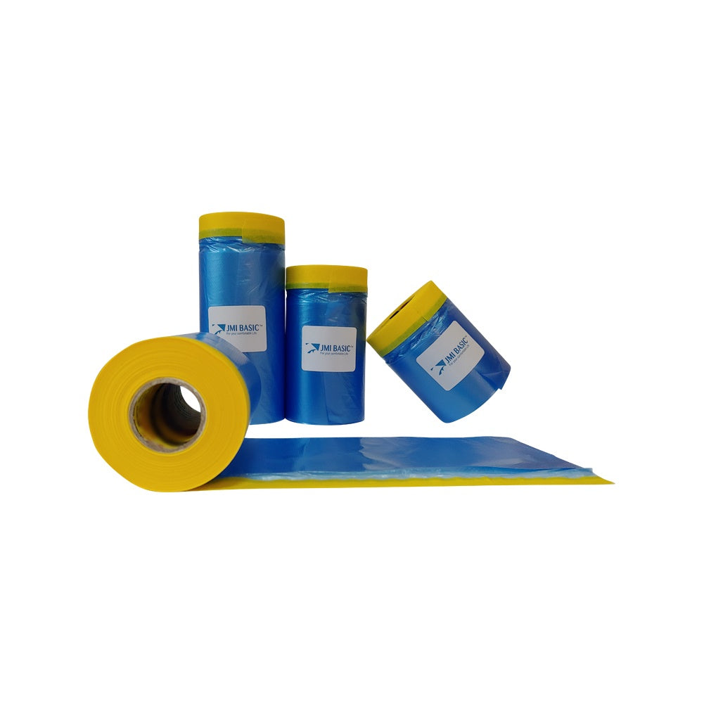JMIBASIC Pre taped Masking Paper - Painters Plastic Sheeting Paint Tape for Auto body - TOOL 1ST