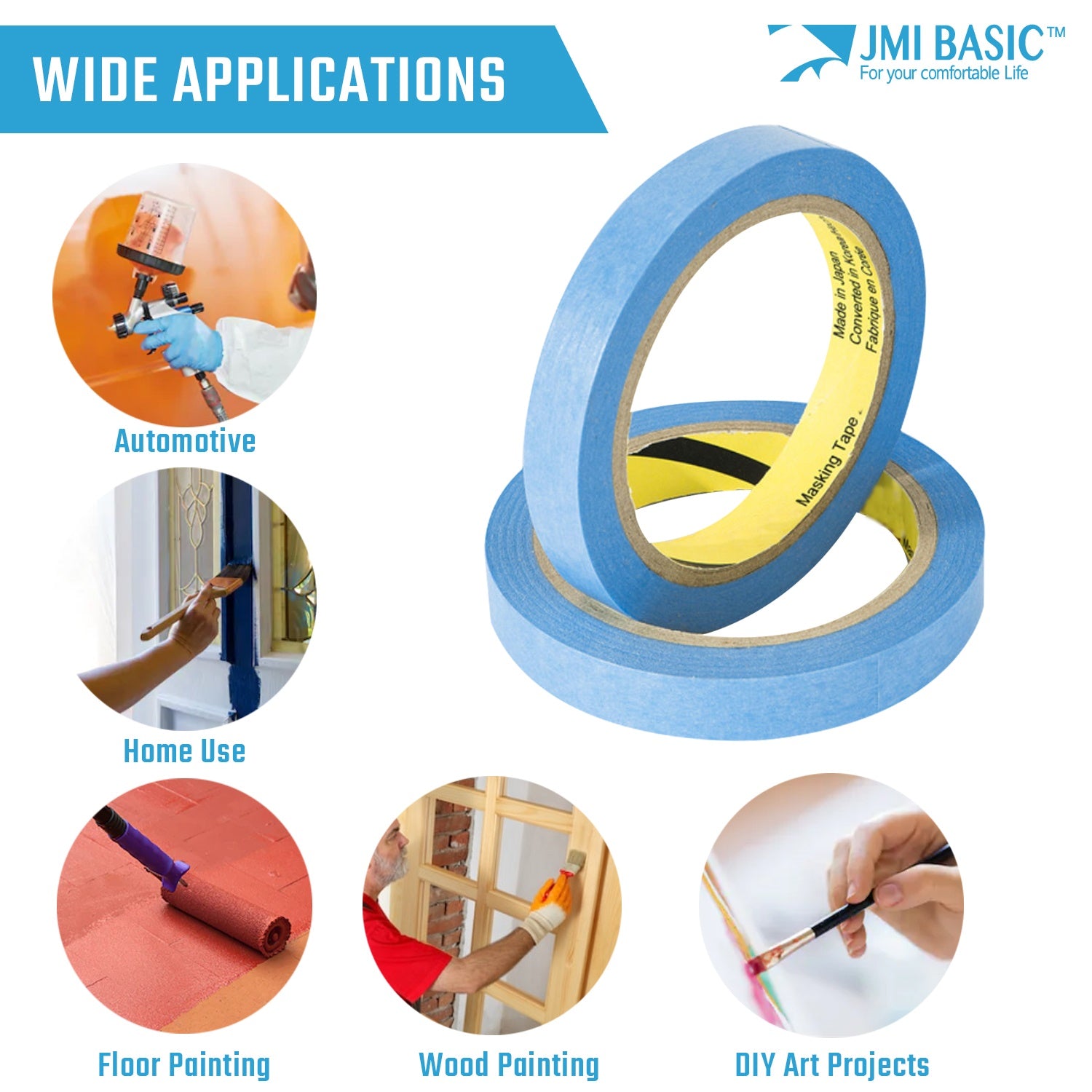 Thin Painters Tape Washi Tape - 1/4 inch (6mm) x 44 Yard - Multi Pack - No Residue Masking Tape - Delicate Surfaces - Heat Resistant - TOOL 1ST