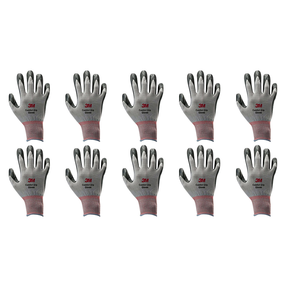 3M Thin Nylon Work Gloves Bulk Nitrile Rubber Palm Coated Grip Men Women 10  Pack