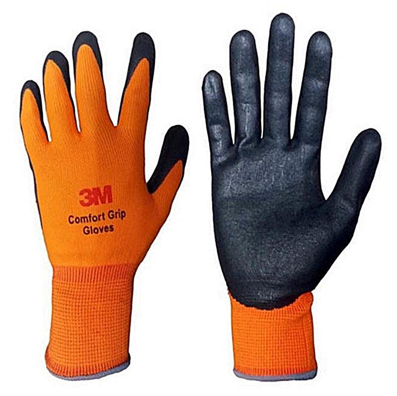 COOLJOB 3 Pairs Safety Work Gloves with Grip Latex, High-vis Assorted  Colors in Orange Blue Yellow, Rubber Dipped Gloves for Moving, Gardening