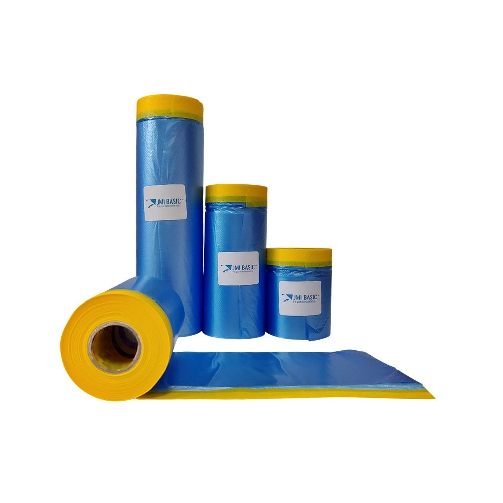 JMIBASIC Pre taped Masking Paper - Painters Plastic Sheeting Paint Tape for Auto body - TOOL 1ST