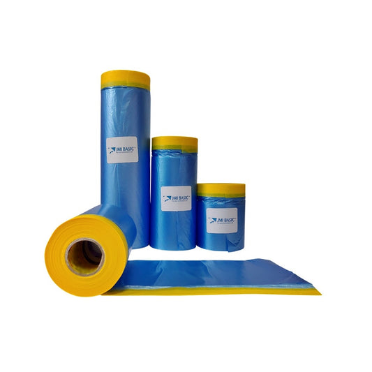 JMIBASIC Pre taped Masking Paper - Painters Plastic Sheeting Paint Tape for Auto body - TOOL 1ST