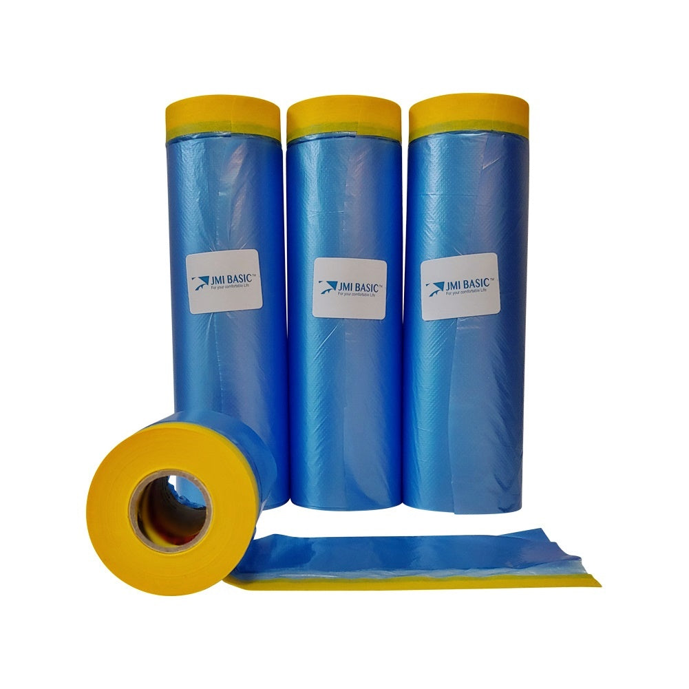 JMIBASIC Pre taped Masking Paper - Painters Plastic Sheeting Paint Tape for Auto body - TOOL 1ST