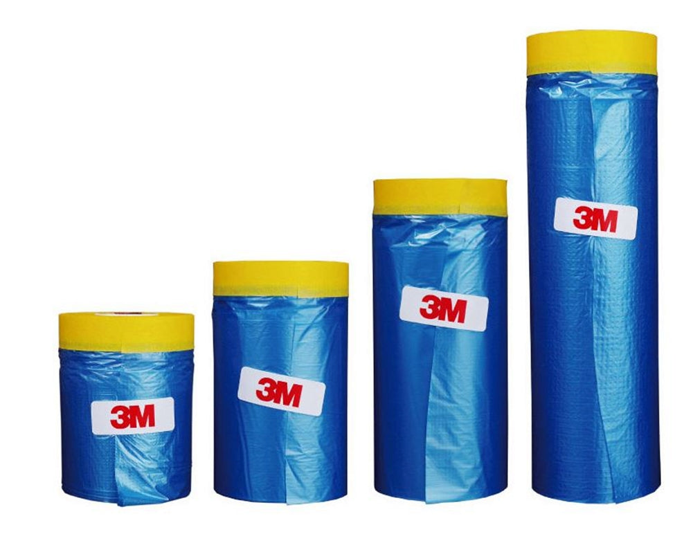 Masking Paper Automotive Masking Tape - Assorted Multi Pack, 3M No Residue Paint tape with Painters Plastic Sheeting for Painting 65 Feet - TOOL 1ST
