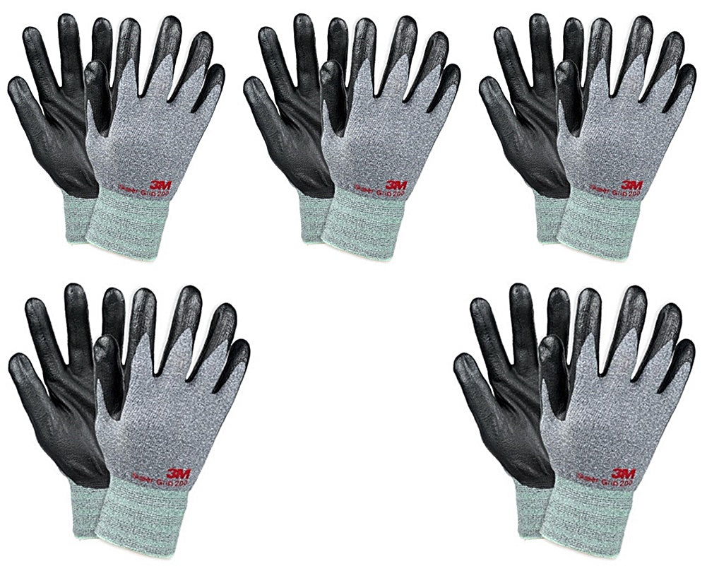 3M Nitrile Work Gloves Grey - Foam Coated, Screen Touch, Machine Washable, Lightweight 3D Comfort Stretch Fit, 5 Pairs - TOOL 1ST