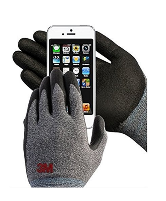 3M Nitrile Work Gloves Grey - 5 Pairs Foam Coated, Screen Touch
