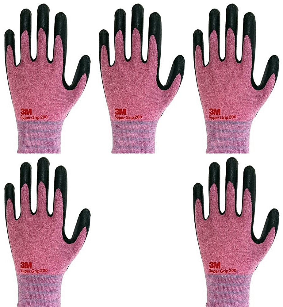 3M Nitrile Work Gloves for Woman - Pink, Screen Touch, Foam Coated, Machine Washable, Lightweight 3D Comfort Stretch Fit, 5 Pairs - TOOL 1ST